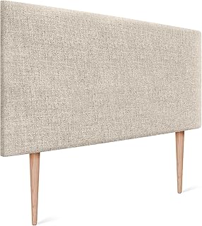 DHOME Tête de lit en Lin Naturel uni avec Pieds Tête de lit rembourrée Chambre à Coucher Moderne Top Trending (Beig, 80x105cm avec Pieds (Lits 70/80))