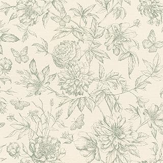 Rasch Papier peint intissé 793925 - Blanc crème avec motif floral - Style vintage - Vert - 10,05 x 0,53 cm (L x l)