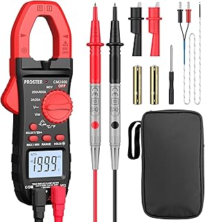Proster 600A Pince Ampèremétrique Numérique NCV, 2000count Multimetre Professionnel TRMS Pince Multimètre Courant AC Tension AC/DC NCV Continuité Résistance Température Diode Hz