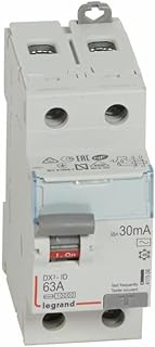 411506 Legrand Interrupteur différentiel 63A type AC 30mA bipolaire - 2 modules - Bornes alignées