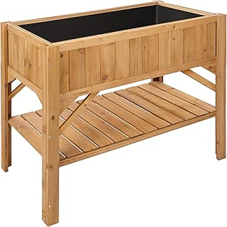 tectake® Carré Potager de Jardin sur Pied surélevé en Bois, Bac à semis Jardiniere Bois avec Rangement pour Les Outils, pour Amenagement Serre de Jardin - 119 x 57 x 90 cm