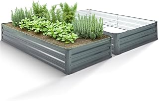 AREBOS Bacs surélevés en métal, Set de 2 bacs 180x90x30 cm | Bac de Jardin en Acier galvanisé | Bac à Plantes résistant aux intempéries et à la Rouille | Bac surélevé en kit sans Fond