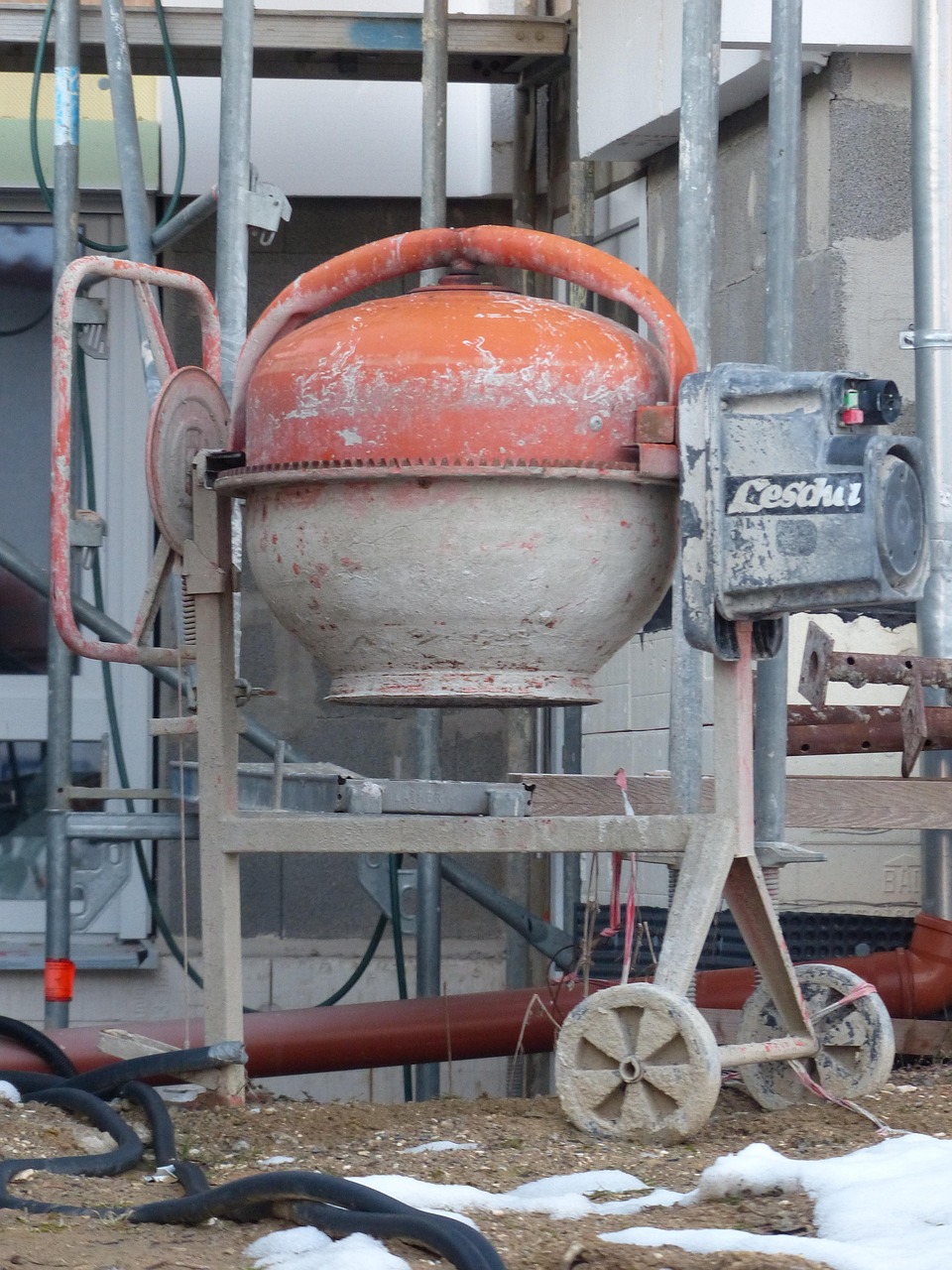 Service drum mixer, concrete mixer, concrete, small construction sites, construction site, diy, machine, construction work
