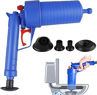 Nettoyeur de tuyau à air comprimé, 3,5 bar de pression avec 4 adaptateurs en caoutchouc, pompe de débouchage, pompe de nettoyage de tuyau à air comprimé pour les obstructions de tuyau pour WC, douche