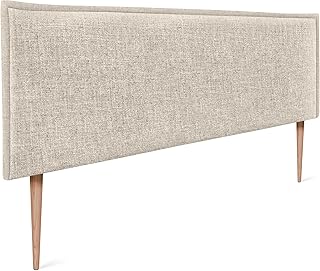 DHOME Tête de lit en Lin Naturel uni avec Bordures Tête de lit rembourrée Chambre à Coucher Moderne Top Trending (Beig, 160x105cm avec Pieds (Lits 150/160))