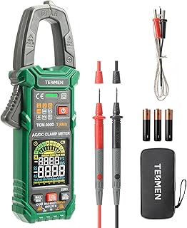 TESMEN TCM-300D Pince Ampèremétrique numérique 6000 Counts T-RMS Ampèremètre multimètre à plage automatique voltmètre avec courant et tension AC/DC NCV/fil actif résistance diode température - Vert