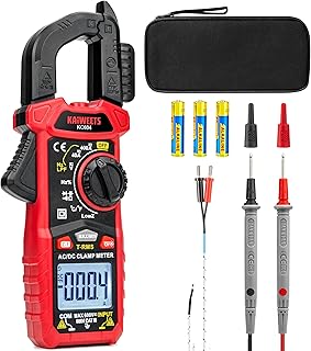 KAIWEETS Pince Ampèremètre AC/DC, Pince Multimètre Mesurer la Tension AC/DC/Courant/Température/Continuité/Diode/NCV, Pince Ampèremétrique avec Lampe de Poche, Rétro-éclairage, Mâchoire-D, KC604